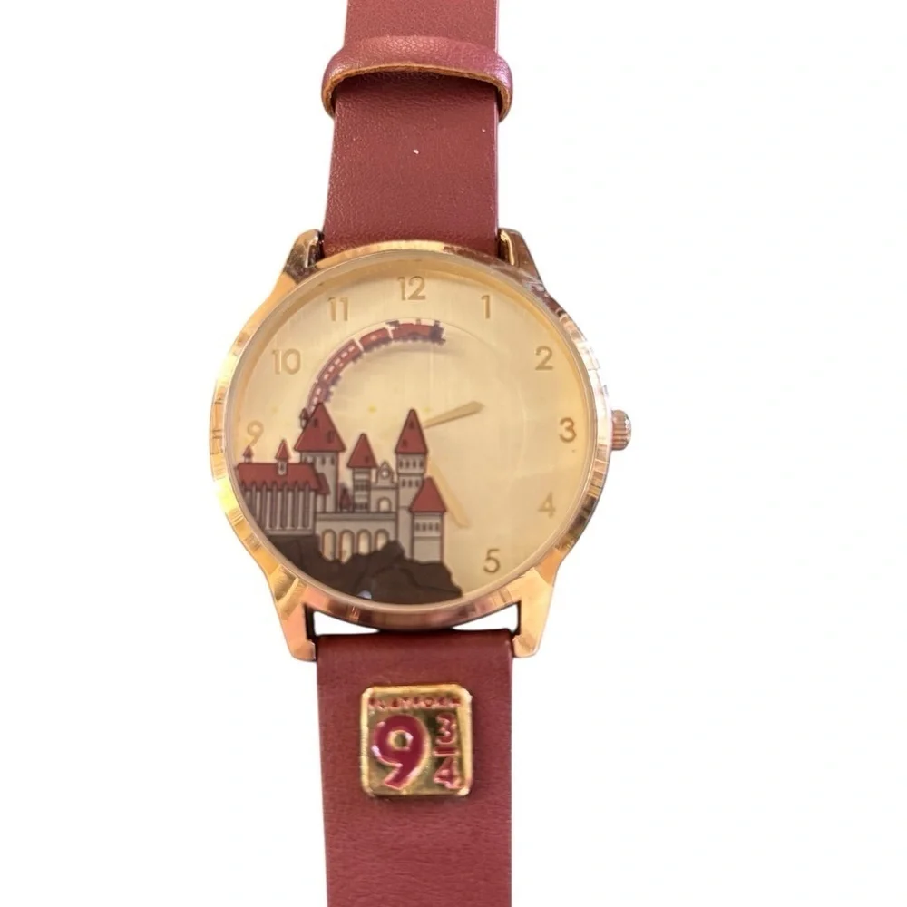 Harry Potter Hogwarts Watch Accutime Stainless Steel Caseback Faux Leather Band